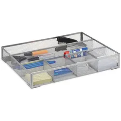 Relaxdays Schreibtischorganizer Metall groß Silber