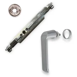 Schüco Reparaturset Getriebe Griff Rosette silber/EV1 (DIN Rechts) Aluminium 223285