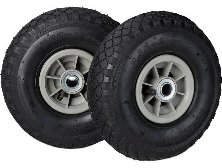 8 roues de diable 3.00-4\, roues de secours\, à air\, jusqu'à 80 kg\, jante en plastique\, 260 x 85 mm\, jeu de roues\, noir-gris