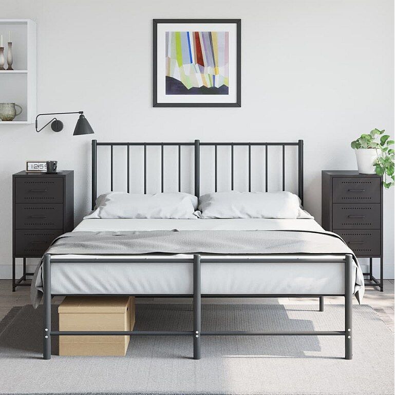 Garden Furniture Isle of Hope  Mesitas de noche 2 unidades acero negra 36x39x78 cm