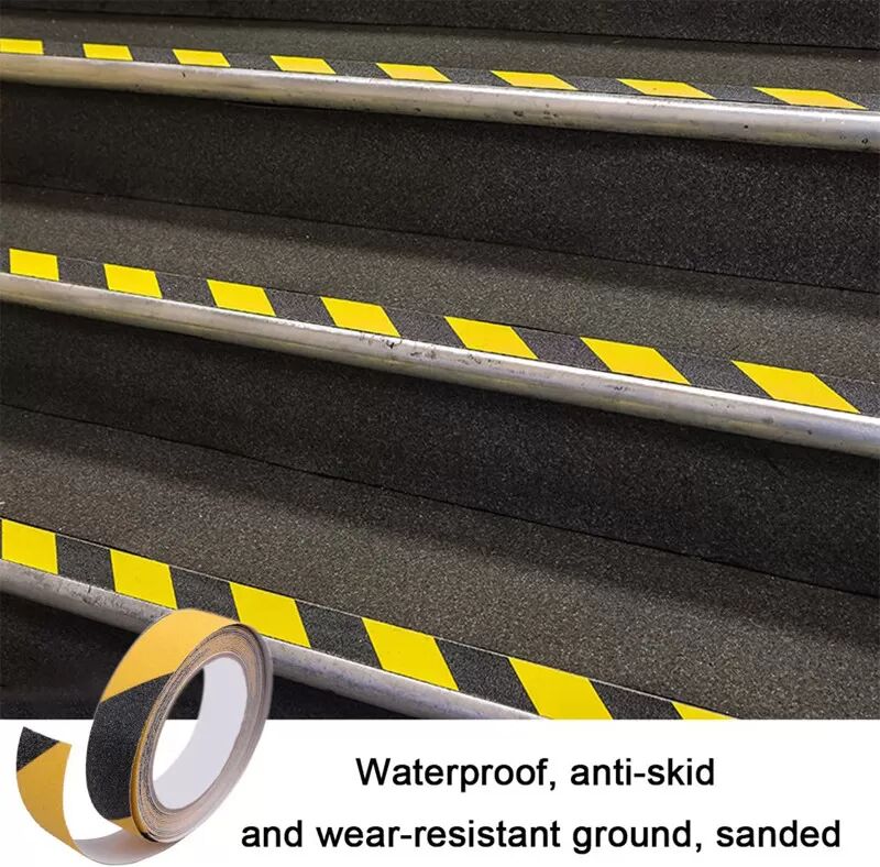 INF Anti-Rutsch-Klebeband Schwarz und Gelb – 5 cm x 5 m – für mehr Sicherheit