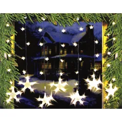 LED Lichtervorhang Sternenvorhang Lichterkette Sterne Deko ~ 7 große, 32 kleine Sterne