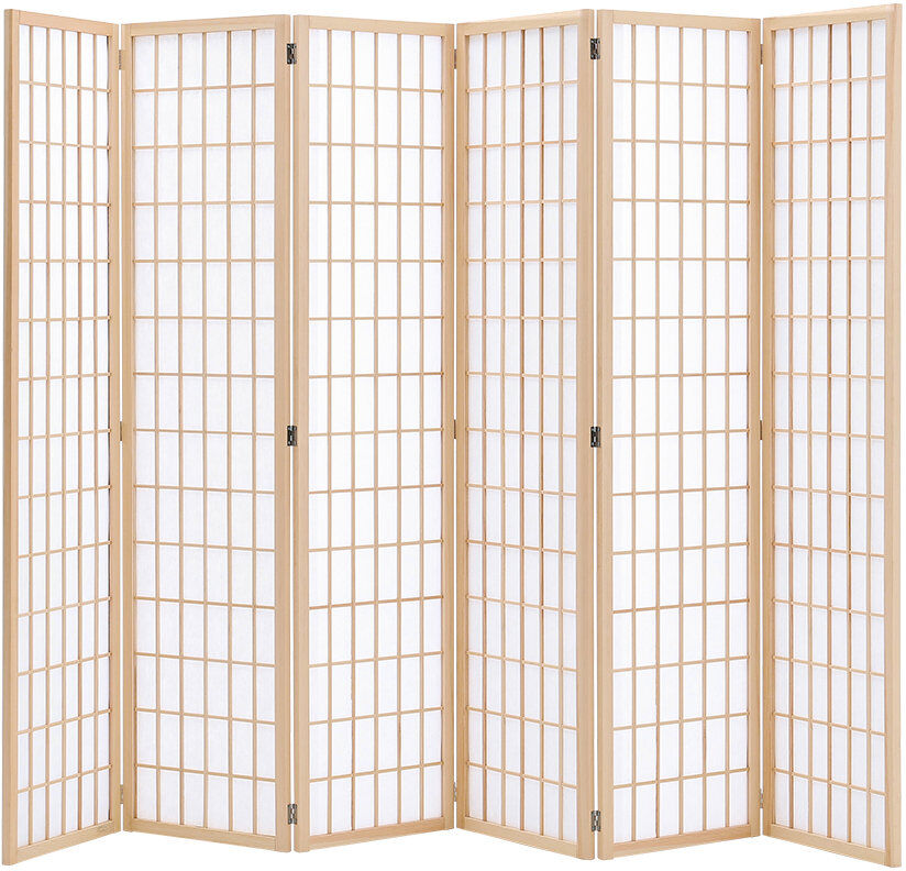 Latitude Run Wallaston 270cm W x 180cm H 6-Panel Solid Wood Folding Room Divider Screen Natural 180cm H X 270cm W X 3cm D