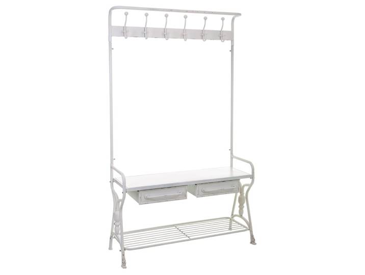 Meuble d'entrée avec porte-manteau en métal blanc 104x39x183h