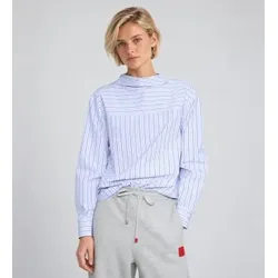 MAX&CO für Damen. 2626116023200 Bluse aus Baumwollpopeline Mcodonata blau (38), Lässig, Baumwolle, Langarm