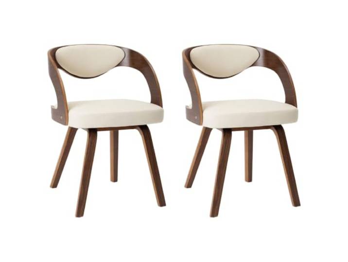 KLGBNCVE Esszimmerstühle 2 STK. Creme Bugholz und Kunstleder Weiche Polsterung, pflegeleicht, robuster Holzrahmen, max. 110 kg pro Sitzplatz, zeitloses Design
