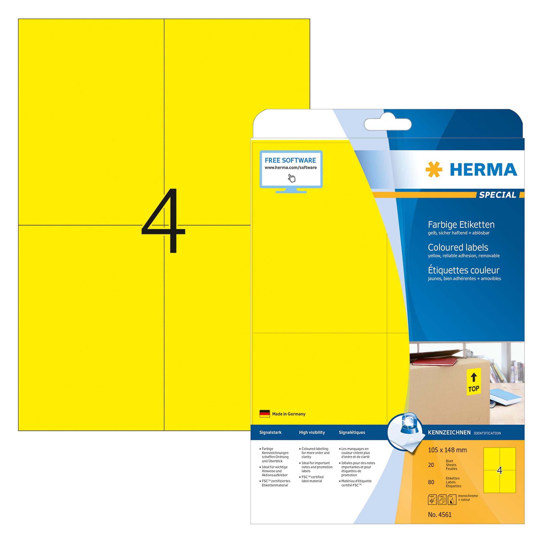 Herma Farbige Etiketten A4 ablösbar (4561)