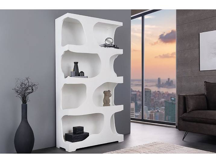 riess-ambiente Standregal ART AMBIENTE 180cm weiß · Raumteiler im Edelrost-Design, Einzelartikel 1-tlg., Wohnzimmer · Beton-Oberfläche · 4 Fächer · abstrakte Optik · Modern
