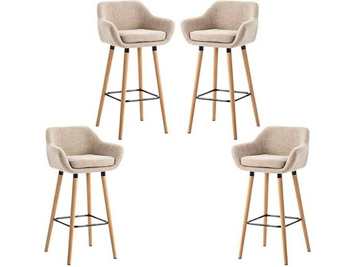 Tabouret de Bar Scandinave - MIXMEST - Lot de 4 avec Dossier et Repose-pieds - Beige