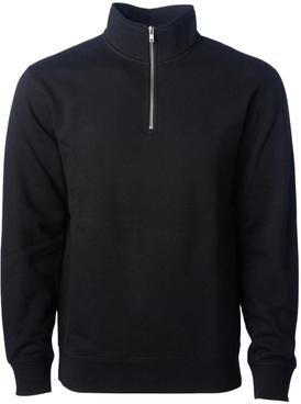 Independent Trading Co. SS4600QZ Midweight Quarter-Zip Pullover T-Shirt in Black size 2XL   Cotton/Polyester Blend