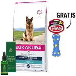 Eukanuba Breed Specific German Shepherd 12kg & Lab-v Omega-3&6-Fettsäuren + Gummiknochen GRATIS!