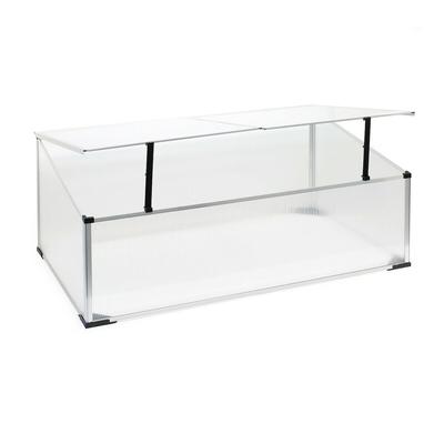 Helloshop26 - Mini-Gartengewächshaus aus Aluminium und Polycarbonat 100 x 60 x 40 cm mit Gasdruckfederöffnung 16_0002679