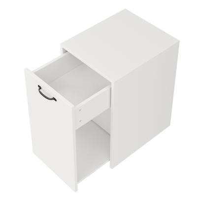 MODFU Rollcontainer aus Spanplatte Weiß 35 x 40 x 70 cm mit Schublade und offenem Fach