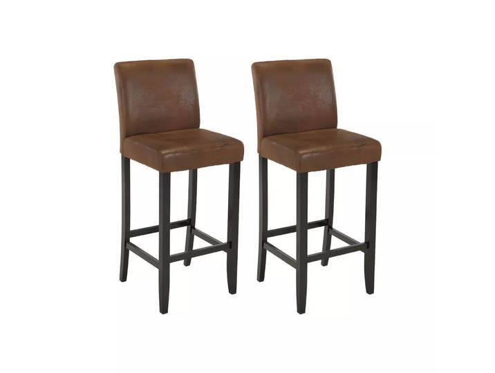 Vente-unique - Barhocker 2erSet Microfaser SANTOS Vintage Look, One Size, Braun