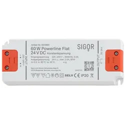 Sigor Powerline Treiber Flat 60W 24VDC 160x58x18mm 2,08A IP20