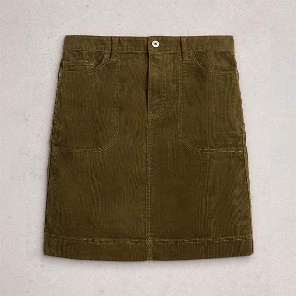 White Stuff Tia Cord Skirt Khaki Green Size 18