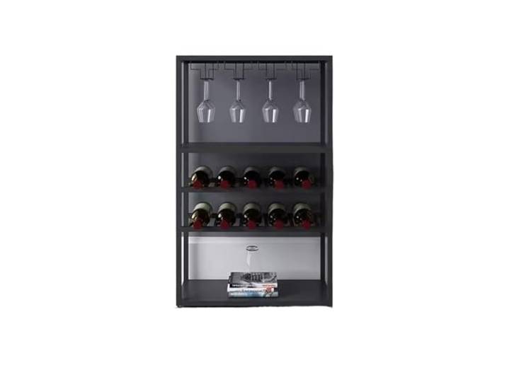 Xumh2024-3 Lagerregal Kleines Weinregal aus Eisen for den Boden, Weinkühler(Schwarz,Groß)