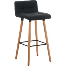 Décoshop26 - Schwarzer Barhocker mit Stoffbezug und Ziernähten Holzbeine mit Fußstütze 10_0000049
