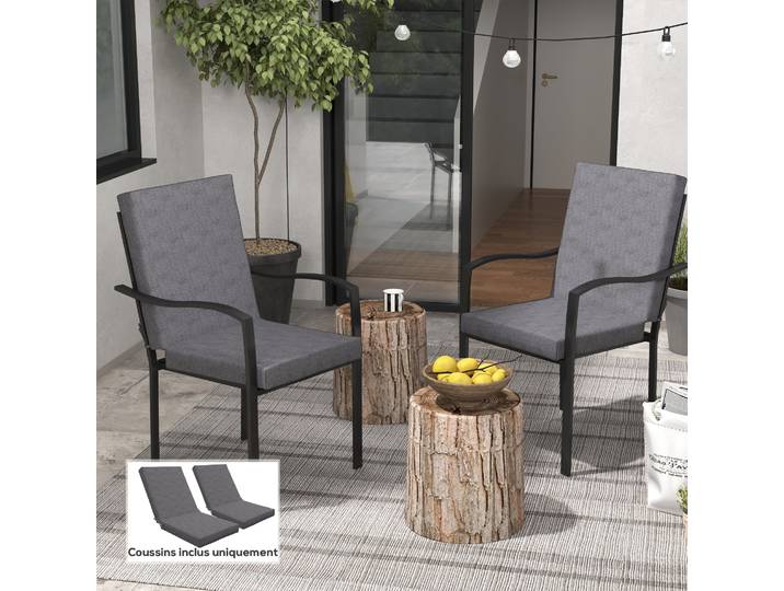 Outsunny Coussins Extérieur 2Pcs 112x51cm Gris Foncé