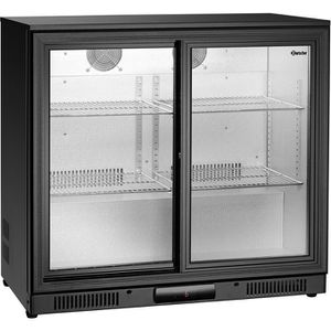Bartscher Getränkekühlschrank 700122 mit Glastür, abschließbar, zweitürig, mit 4 Ablagen, 176 Liter, 90 x 85 cm