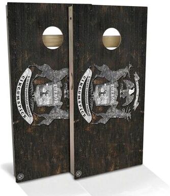 Skip's Garage Michigan Flag Rustic Outdoor Cornhole Board Set