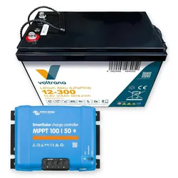 Voltrana Solar-Set 12,8V 314Ah Lithium LiFePO4 Batterie mit Victron SmartSolar MPPT 100/50