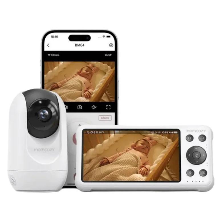 Momcozy Video-Babyphone BM04 12,7cm (5 Zoll) mit Akku, WiFi 1080P HD-Kamera (Babyphone mit Kamera, 300 m) (BM016-WH94BA-A)