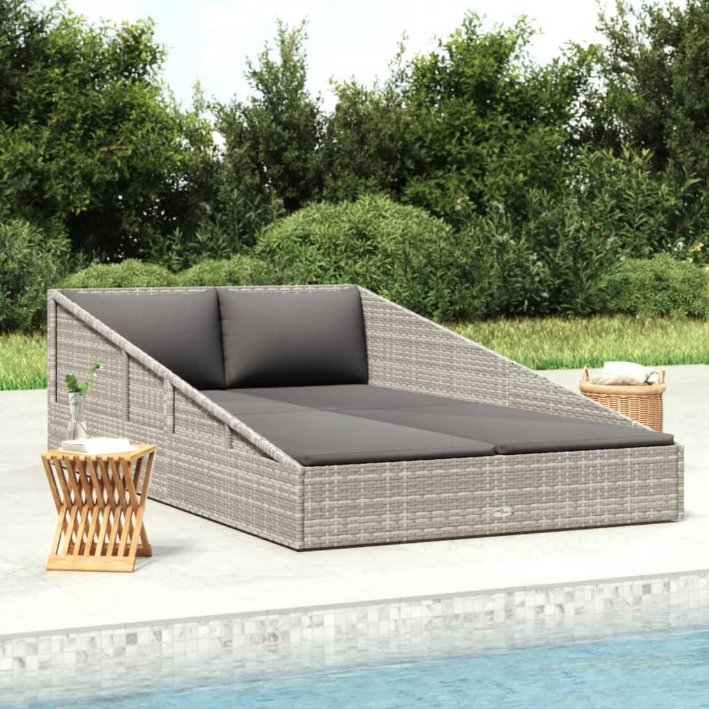 The Living Store Gartenbett Grau 110x200 cm Poly Rattan