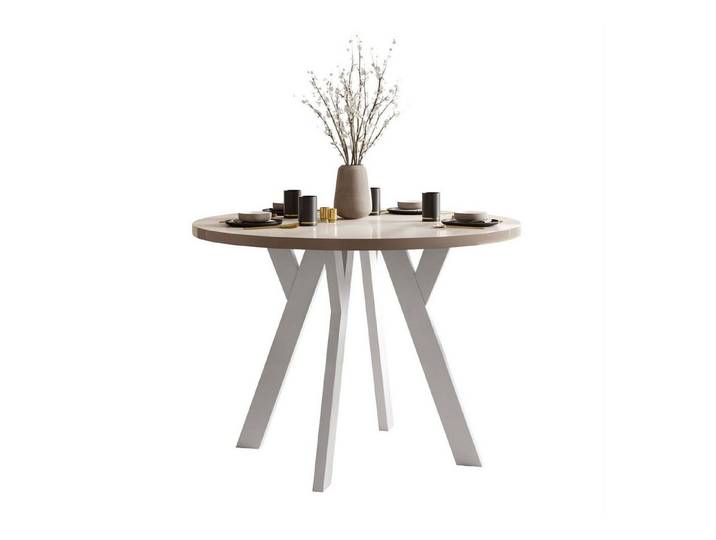 Lookway Esstisch VOLTA GLOSS Runder ausziehbarer Tisch mit Hochglanz Tischplatte (1 Tisch), Durchmesser: Ø 100 cm, Höhe: 71,5 cm