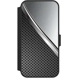 Nivocase Klapphülle für Apple iPhone 14 Handyhülle aus Kunst Leder NIVOflip schwarz Carbon Metall Stahl (Apple iPhone 14), Smartphone Hülle, Schwarz