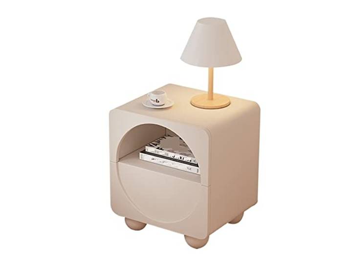 YCCHAH Bett mit Stauraum Nordischer Nachttisch Home Kreativer Kleiner Aufbewahrungsschrank Schlafzimmer Creme Wind Schließfach Desktop