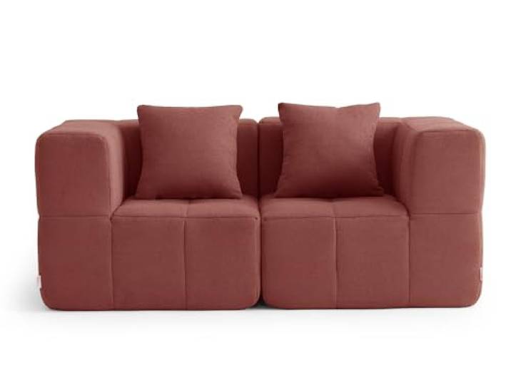 MILYsofa Modulares 2-Sitzer-Sofa, Bouclé-Bezug Terrakotta-Rot, 2-teilig, Abnehmbare Kissenbezüge (Terrakotta-Rot, 2-Sitzer)