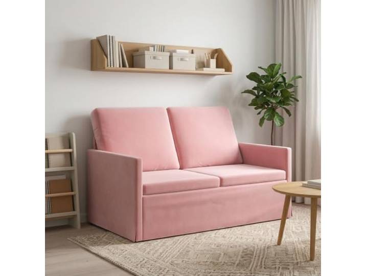 2-Sitzer Sofa Rosa 130 x 81 x 82 cm Samt Metallrahmen,Samtbezug,Kissenrücken,eckige Form,Wohnzimmer,Gästeempfang