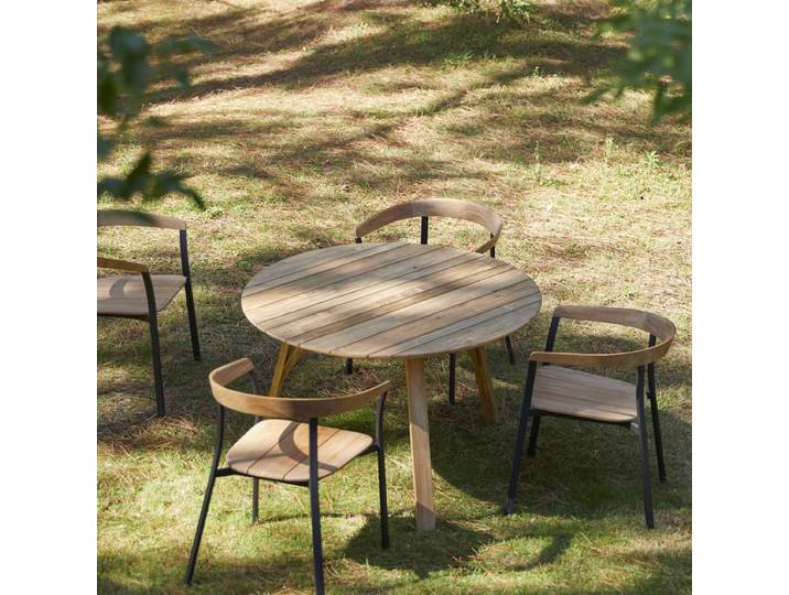 Gartentisch Katrine aus recyceltem Teakholz 120 - Natur