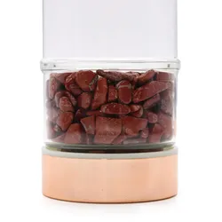 Crystal Glass Tea Infuser Bottle - Rose Gold - Red Jasper