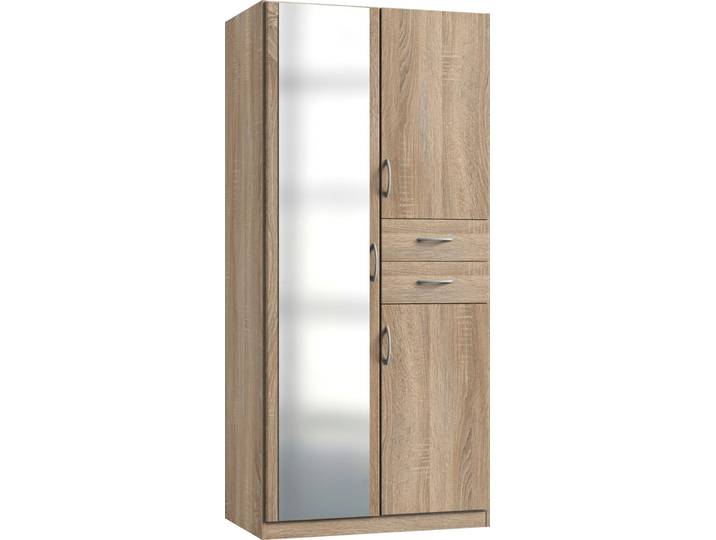 Drehtürenschrank, 90x198 cm, Spanplatte, Braun, 3 Türen & 2 Schubladen, Modern, Wimex