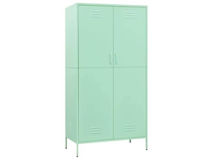 HNSMFPRE Schrank mintgrün 90 x 50 x 180 cm aus Stahl 4 verstellbare Einlegeböden, Kleiderschrank für lange Outfits, Schlafzimmeraufbewahrung, leicht zu reinigender Stahl