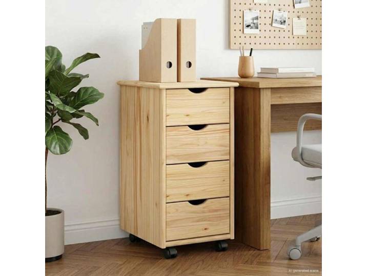 Caisson de bureau - desserte de bureau Vidaxl Cabinet roulant Marron 65 5 x 34 x 39 cm Bois de Pin Massif