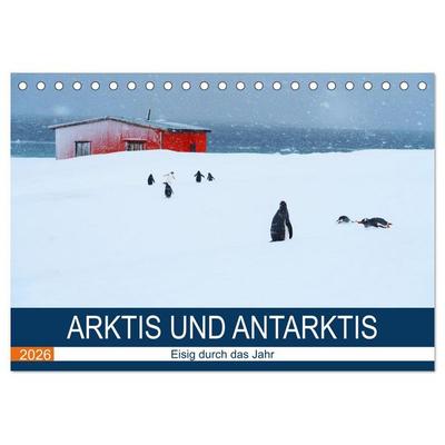 Arktis und Antarktis - Eisig durch das Jahr (Tischkalender 2026 DIN A5 quer), CALVENDO Monatskalender