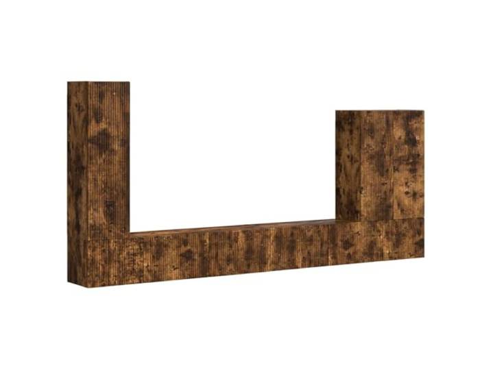 KGFHERENB TV Board Wandmontiert 6-Tlg TV Wandregal Set Geräucherte Eiche Flexibles 6-teiliges Lowboard Modulsystem aus Holzwerkstoff für Wohnzimmer und Fernsehecke mit reichlich Stauraum.