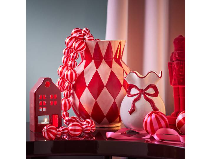 Vase PRESENT Schleife 13cm Pink/Pink
