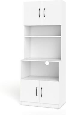 Costway 66 Inch Kitchen Pantry Cabinet with Charging Station and Adjustable Shelves for Dining Room-White