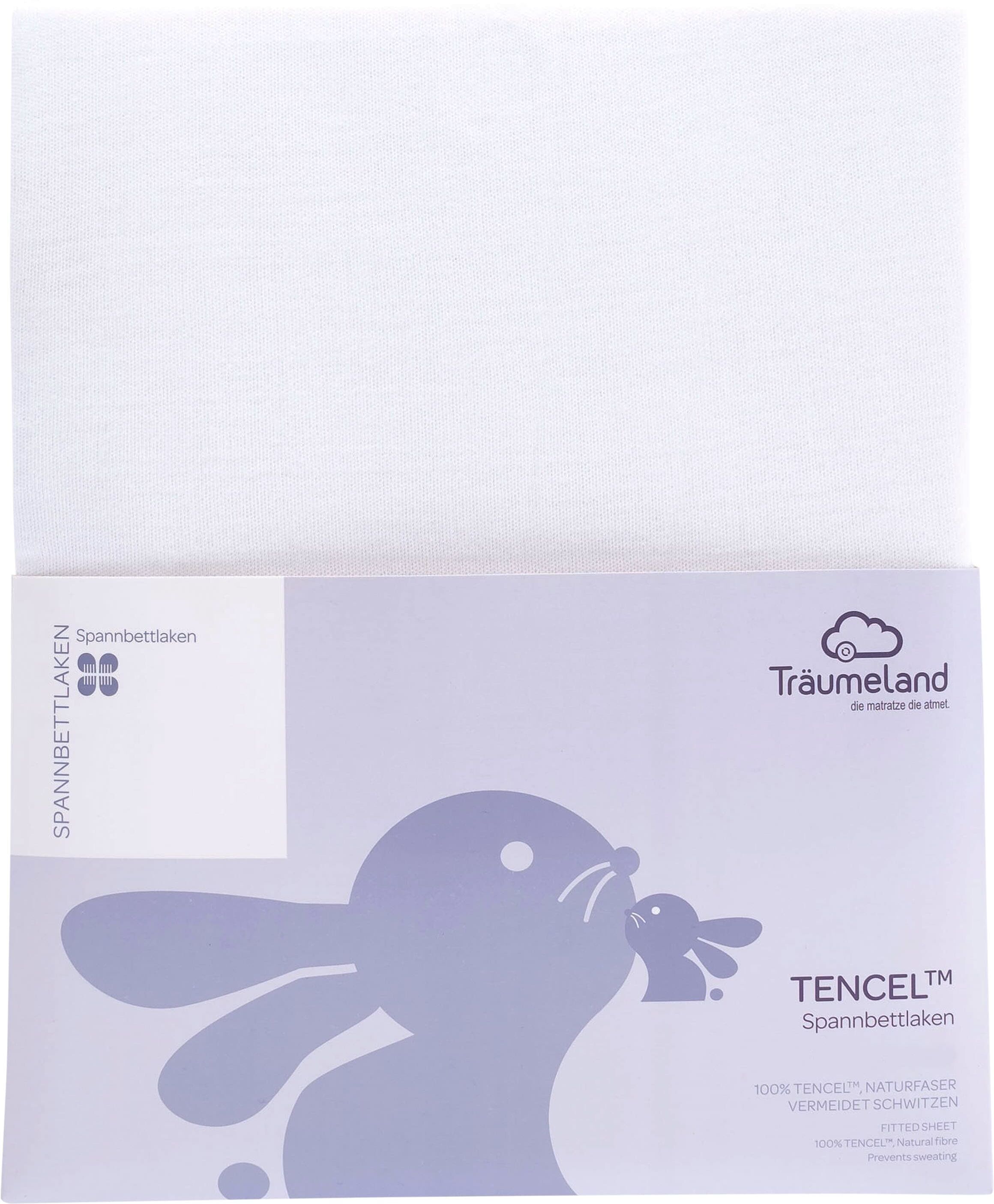 Bettlaken TRÄUMELAND "hochwertiges Spannbetttuch aus Tencel", weiß, B:90cm L:200cm, Tencel, Obermaterial: 100% Lyocell (TENCEL™), Bettlaken, Bettlaken, Tencel sorgt für ein besonders trockenes, gesundes Schlafklima