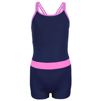 Badeanzug AQUARTI "Body Mädchen Badeanzug mit Bein Racerback", Kinder, Gr. 152, N-Gr, blau (dunkelblau, rosa), Obermaterial: 80% Polyamid PA. 20% Elasthan EL., Badeanzüge Badeanzug