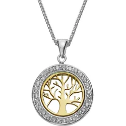 Zeeme Silber Halskette Silber 925 zweifarbig mit Lebensbaum-Motiv