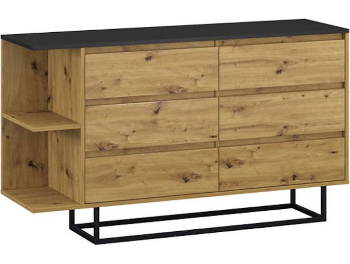 Kommode Coco Schubladenkommode 140x40x81cm schwarz Artisan Eiche