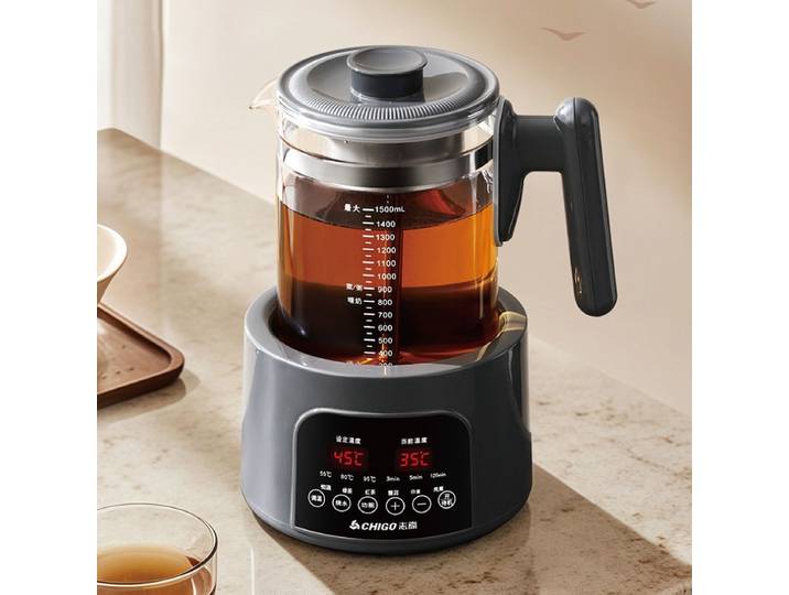 Bouilloire Électrique Intelligente 1,5 L, Théière Vapeur Multifonction, Pot de Santé à Température Contrôlée, Théière en Verre pour Bureau, Fonction Maintien au Chaud Automatique