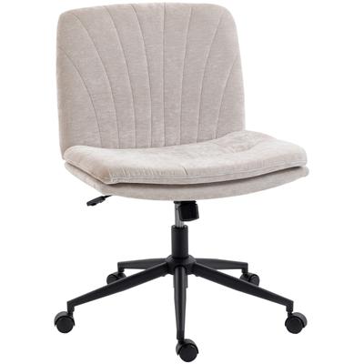 MODFU Schreibtischstuhl Chenille Beige höhenverstellbar mit Wippfunktion