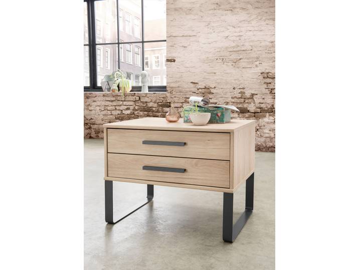 Nachttisch WIEMANN Brüssel , beige (steineiche nachbildung, schiefer nachbildung), B:40cm, Tische, Nachttisch, vormontiert