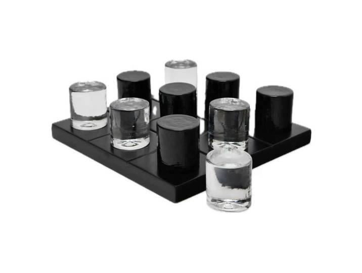 Ambia Home Dekospiel, Klar, Schwarz, Glas, Naturmaterialien, Uni, 25x7.5x25 cm, handgemacht, handgemalt, Dekoration, Dekofiguren & Skulpturen, Dekoobjekte